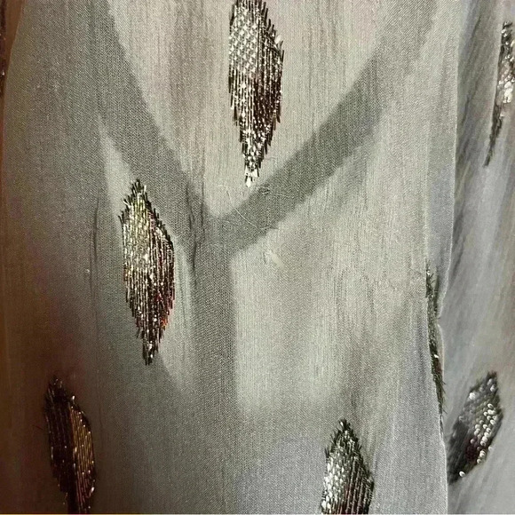 Joie - Silk Mauro Metallic Top Grey Silver Women’s Size Small Semi-sheer Blouse - Picture 8 of 14